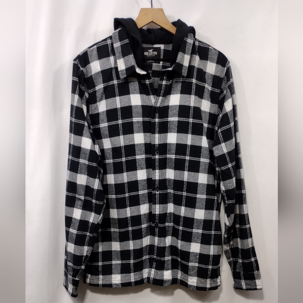 Hollister Hooded Flannel Shacket Men's L Skater Grunge Heavyweight 90s Y2K Retro